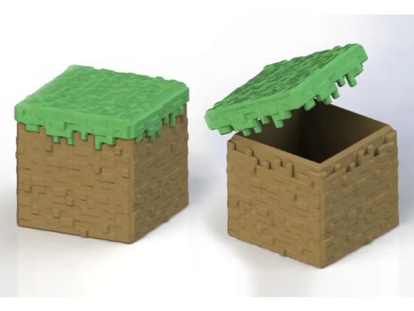 Minecraft Grass Block Storage Box STL