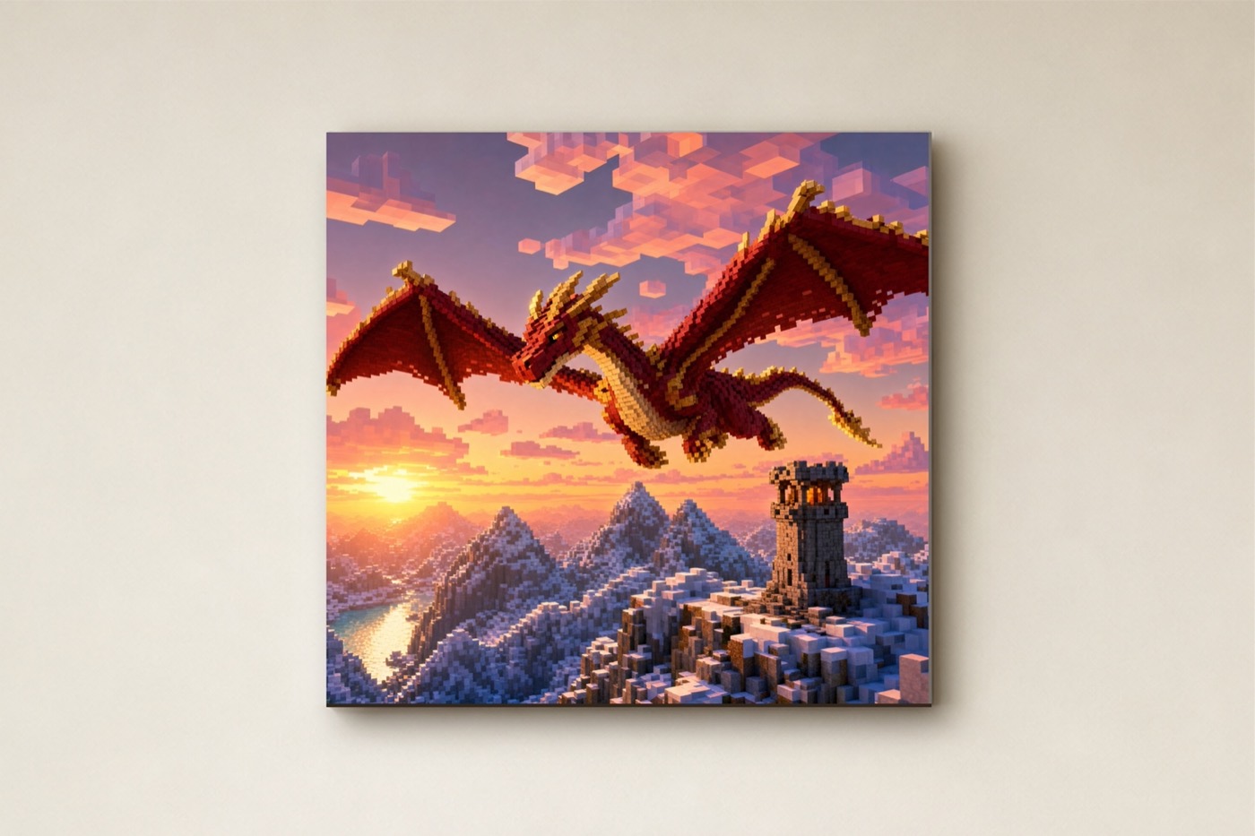 Mountain Dragon Pixel Art Canvas