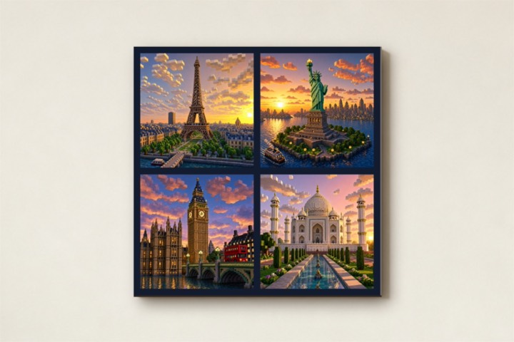 World Tour Pixel Art Canvas